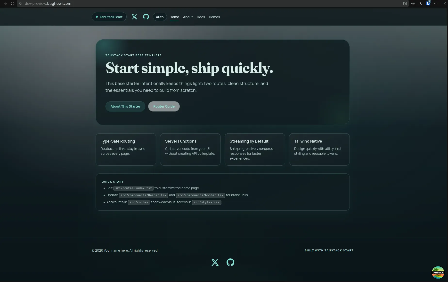demo live url local dev served with cloudflare tunnel